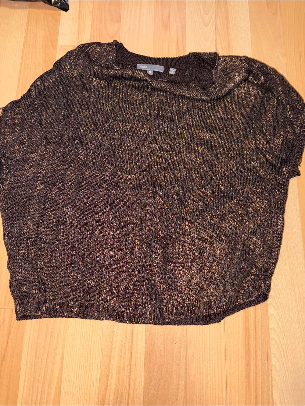 Vince Metallic Black and Gold Knit Sweater